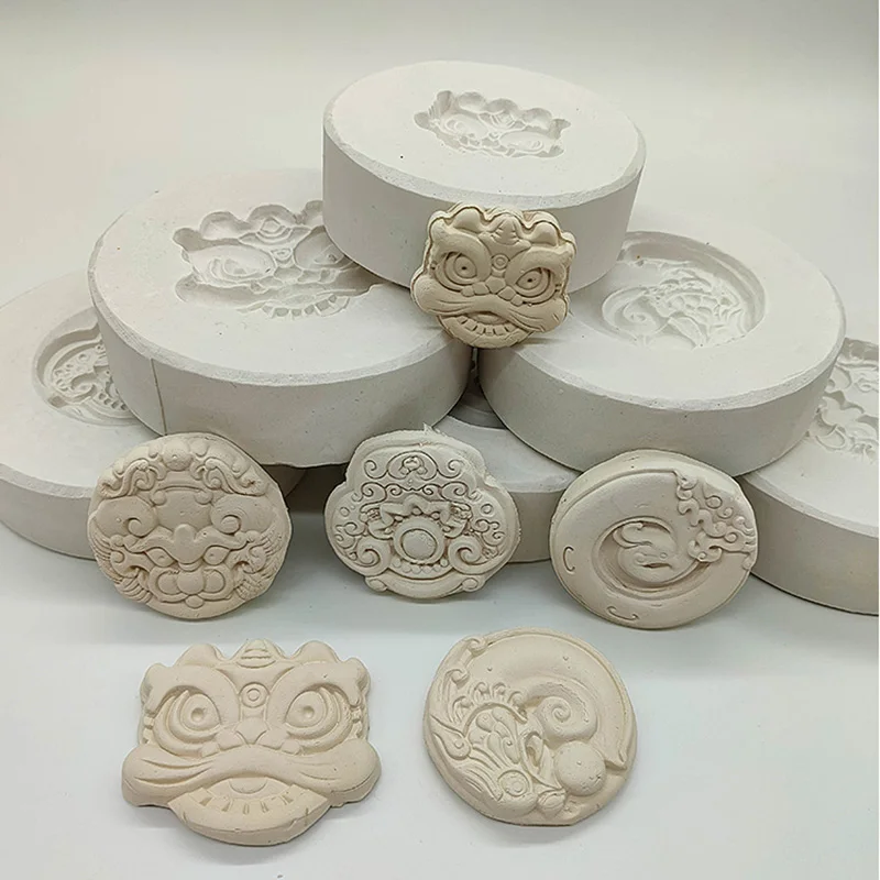 

Gypsum Mold to Make Clay Molding guofeng Chinese Style Animal Pattern Mould Plate Ceramic Pottery Tools Decor Accessories