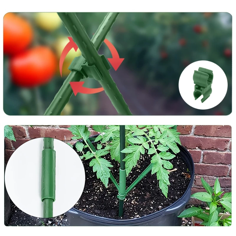 25Pcs 11mm Adjustable Plant Trellis Connector Clip Plastic Plant Connector Stake Clip For Stakes Connecting Tubes Supports