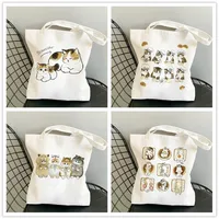 Panda Cats Print Women Canvas Shoulder Bag Large Capacity Shopping Bags Harajuku Female Tote Handbag Fashion Girls Handbags Eco 1