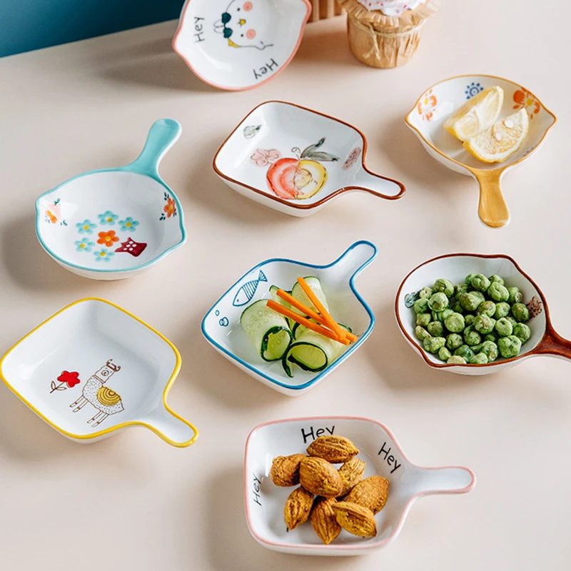 Breakfast Dessert Plate Baking Plate Milk Cup Nordic Style Creative Ceramic Handle Microwave Oven Underglaze Color Plates