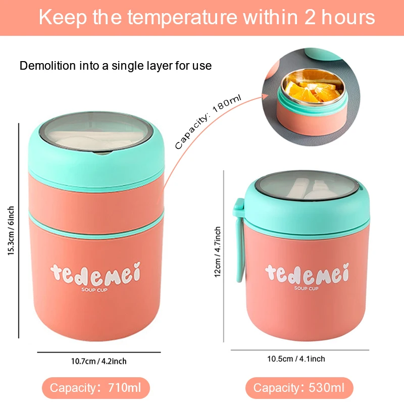 Dropship 530/710ml Stainless Steel Lunch Box Food Cup With Spoon Thermo  Lunchbox Thermal Jar Insulated Soup Container Breakfast Tableware to Sell  Online at a Lower Price