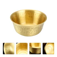 Smooth Copper Golden Bowl Pure Copper Carved Patterns Home Decorative Bowls Buddhist Offering Statue Sculpture Religious 1