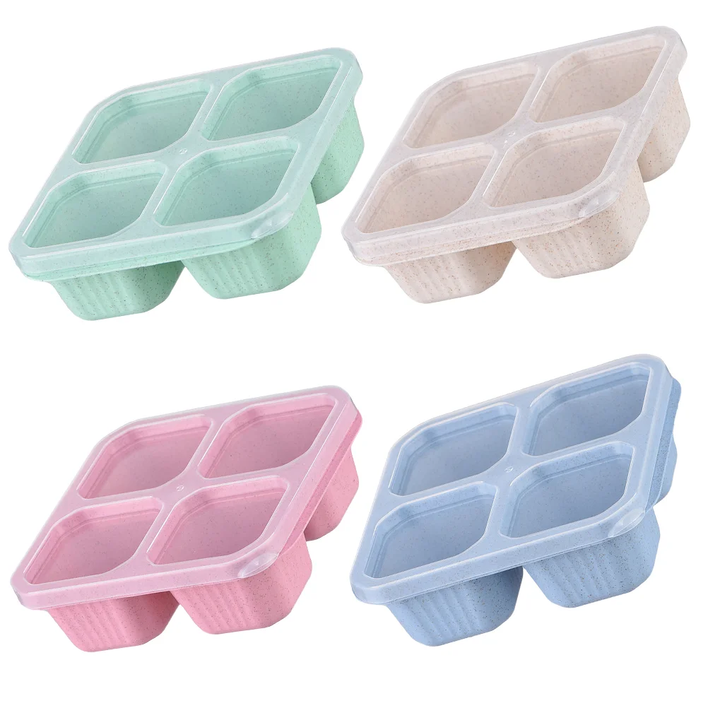 4 Pcs Reusable Container Divided Snack Containers Travel Candy Decor Fruit  Meal Prep Compartment Food Pp Stackable Small Office - AliExpress