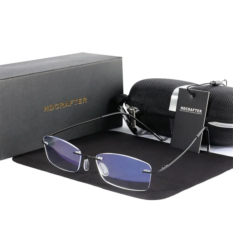 Titanium Rimless Reading Glasses Men Women +1.0 +1.5 +2.0 +2.5 +3.0 +3.5 +4.0 Anti Blue Rays Presbyopia Hyperopia Eyewear
