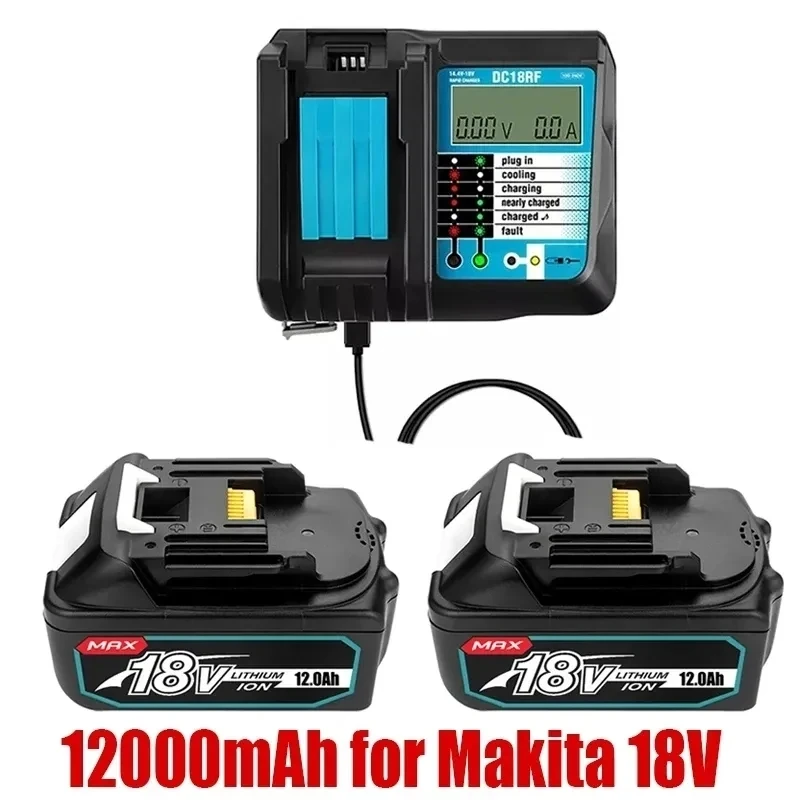 

100% original BL1860 Rechargeable Battery 18V 12000mAh Lithium ion for Makita 18v Battery BL1840 BL1850 BL1860B LXT400 + Charger
