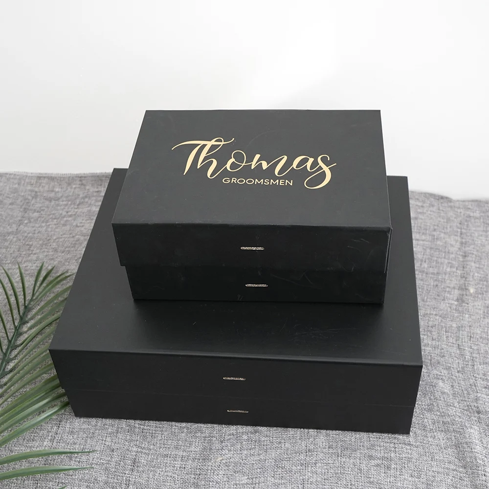 Customized Black Gift Box for Groomsmen and Best Man – Elegant Wedding and Bachelor Party Favors