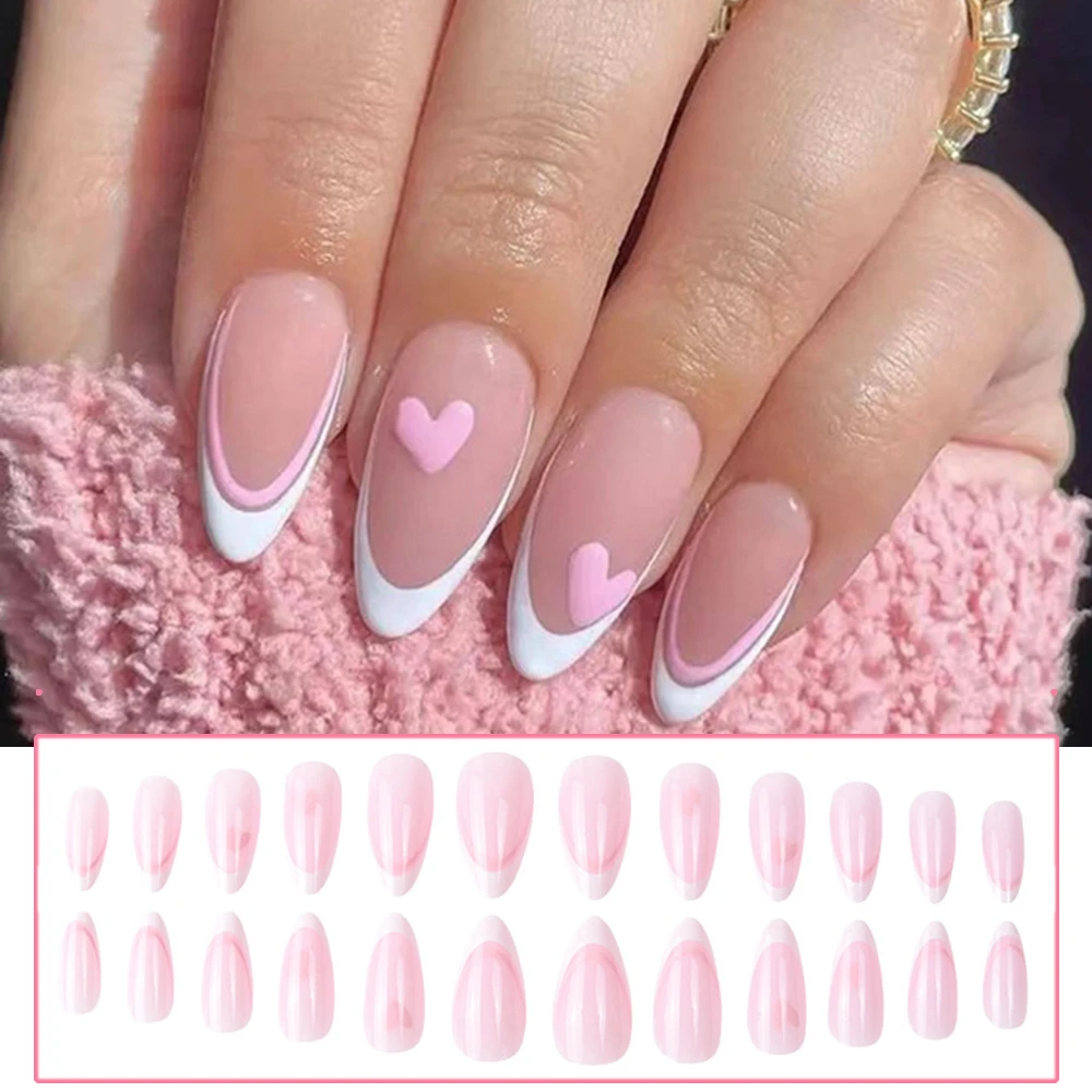 Uñas postizas largas en forma de lágrima, 24 piezas, estilo francés, para  manicura, ABS, fácil de usar, WH998| | - AliExpress