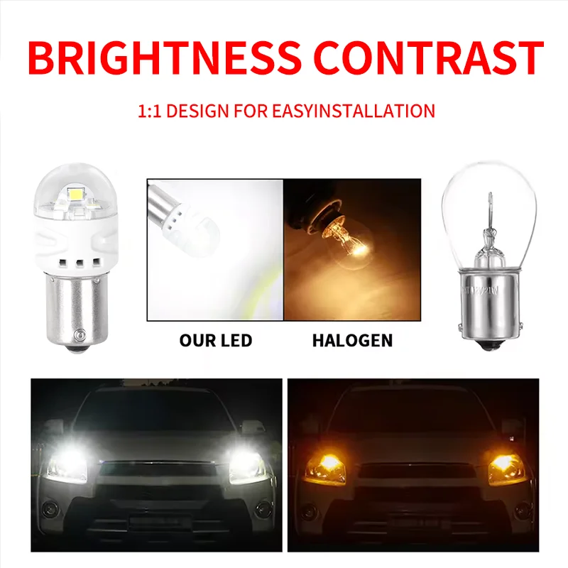 2-Pack White LED Tail Light Bulbs - S1 Style For Custom Car Lighting Upgrades
