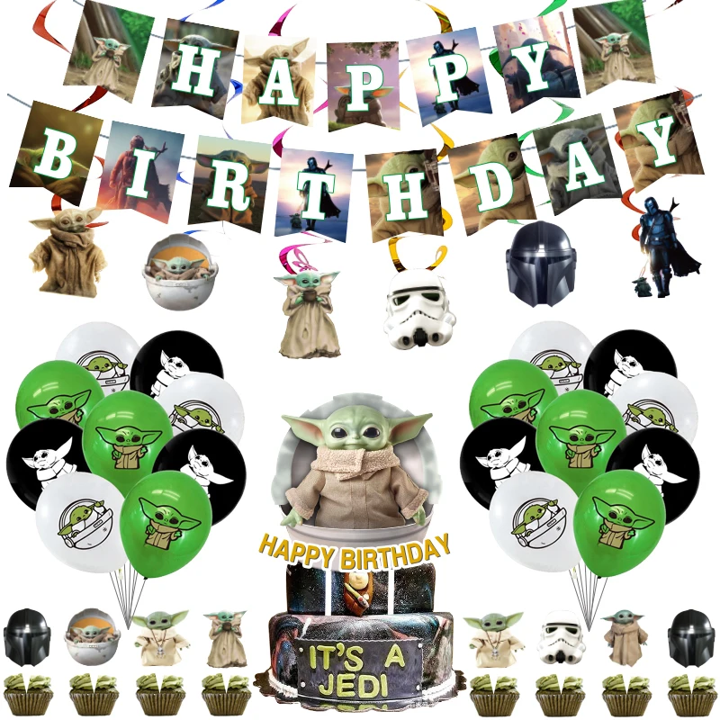 Disney-Mandalorian-Baby-Yoda-Theme-Decoraci-n-de-Pastel-de-cumplea-os ...