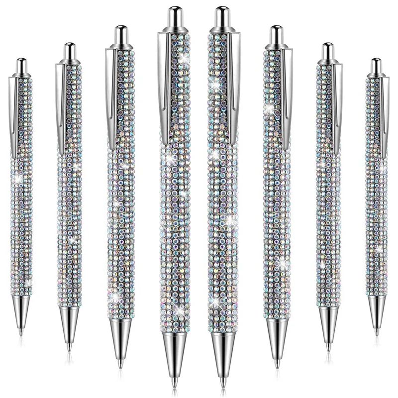 

8Pcs Cute Pen Bling Diamond Pens Christmas Rhinestones Gift Metal Ballpoint Pens Fancy Sparkly Crystal Pens