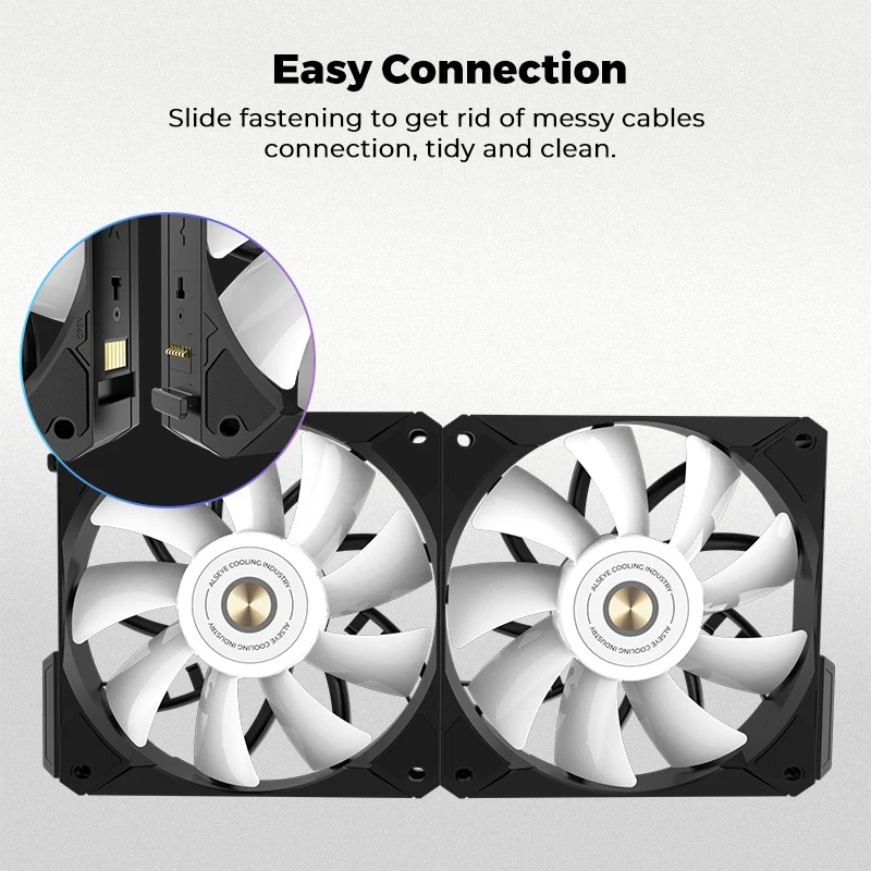 ALSEYE i12 Set PC Cooling Fan 120mm Block FDB Bearing Snap Fit Install 5V 3Pin Led Light PWM ARGB Fan for PC Case