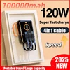 120W 100000mAh Portable Power Bank High Capacity Cable Two-way Fast Charging Mini Powerbank For iPhone Samsung ﻿2025 1