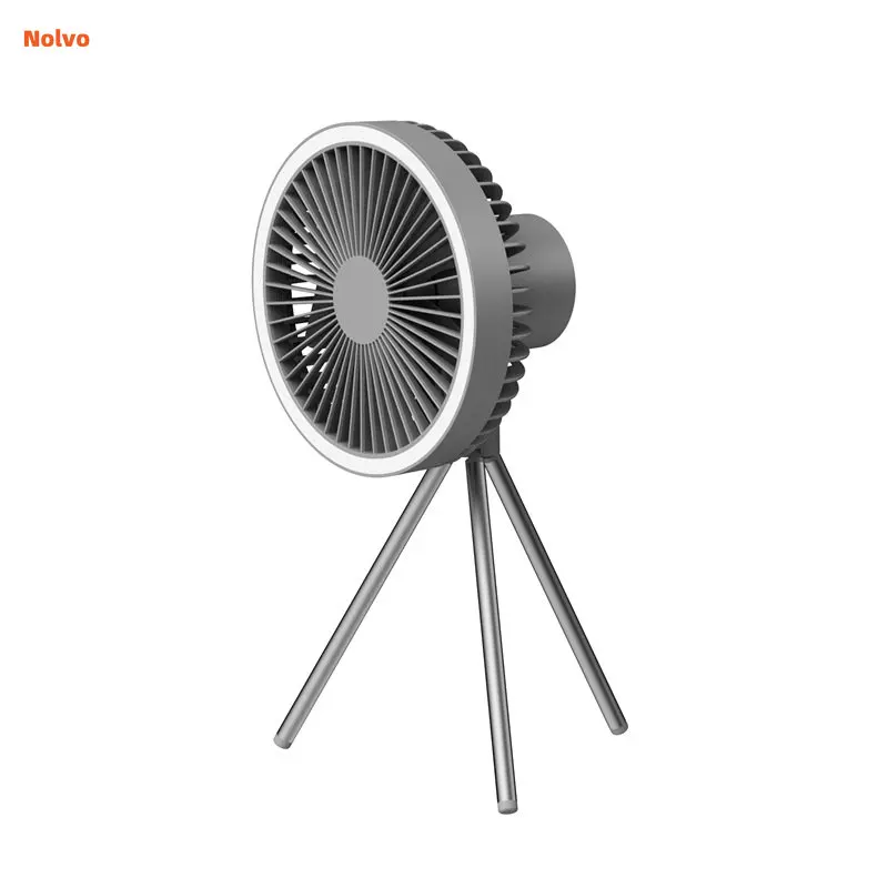 Tragbarer Outdoor-Mini-Lüfter Stativ Stand ventilator USB wiederauf ladbarer Tisch ventilator mit Ring LED Nachtlicht 1000mah Camping Decken ventilator