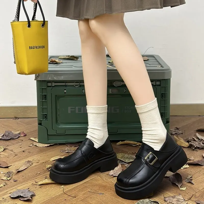 NEW Shoes Woman 2024 Casual Female Sneakers Oxfords Clogs Platform British Style Round Toe Autumn Flats Loers With Fur Shall