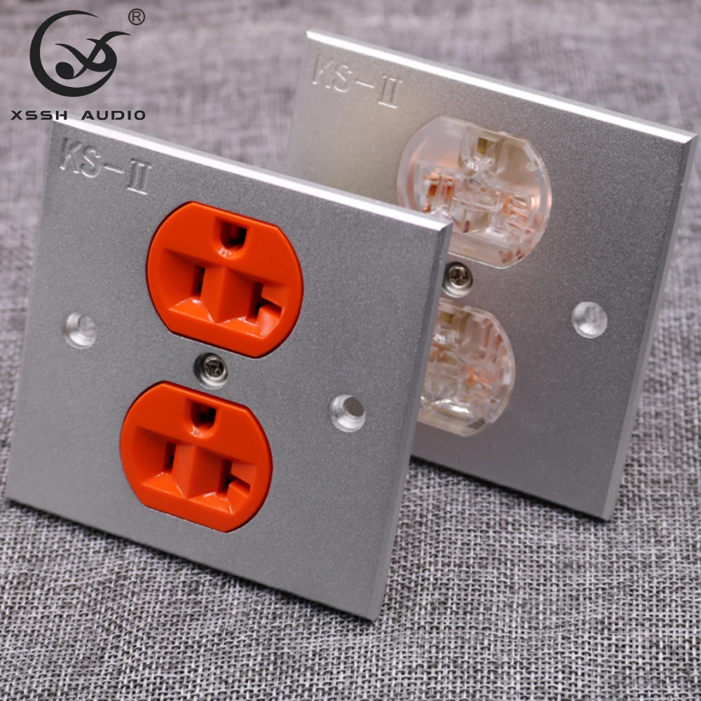 XSSH 2*US KS-II # Power Connector Hi-end DIY HIFI Copper Plated 24k Gold 20amp 20A 125V Aluminium Plate Electric Outlet Socket