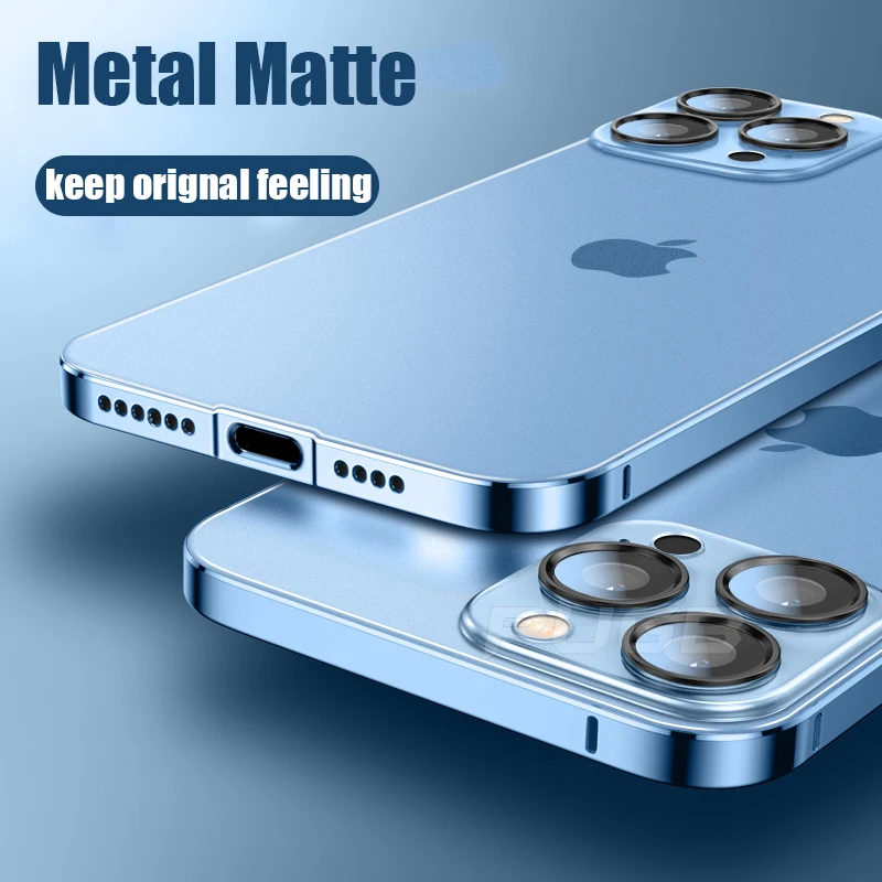 Case For iPhone 15 14 Pro Max 13 12 Aluminium Alloy Metal Bumper Matte  Cover