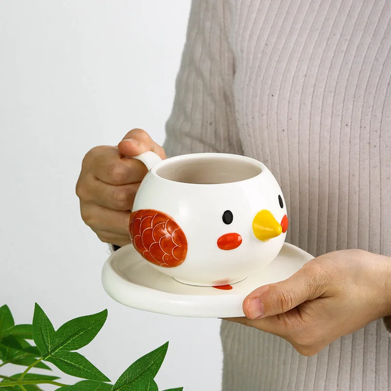

Unique Creative Ceramic Coffee Cups Cartoon Birds Breakfast Cup Large-capacity Household Coffee Cups Kitchen Utensils Animal Cup