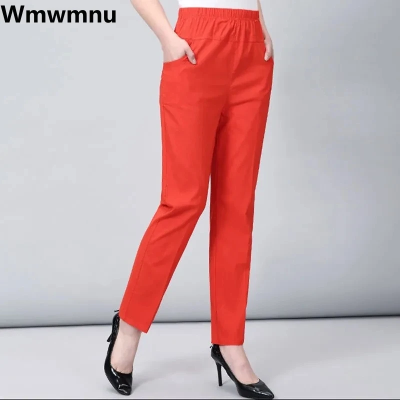 

Cotton Straight Mon's Pants Baggy New Summer Ankle-length Pantalones Casual Elegant Broek Fashion Spodnie Elastic Waist Trousers