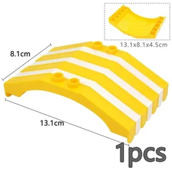 City Train Car Transport Accessory: Large - Size Track Railway Brick Set with Straight, Curved, and Uphill Rails (Yellow Slope)