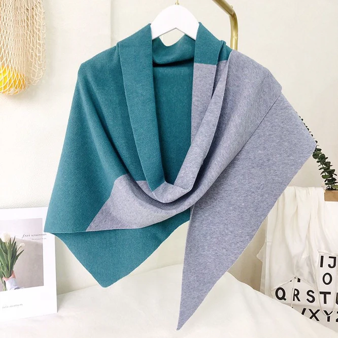 

Spring Autumn Knitted Women's Shawl Thin Cape With Skirt Air Conditioning Room Shoulder Protection Color Matching Lake Blue