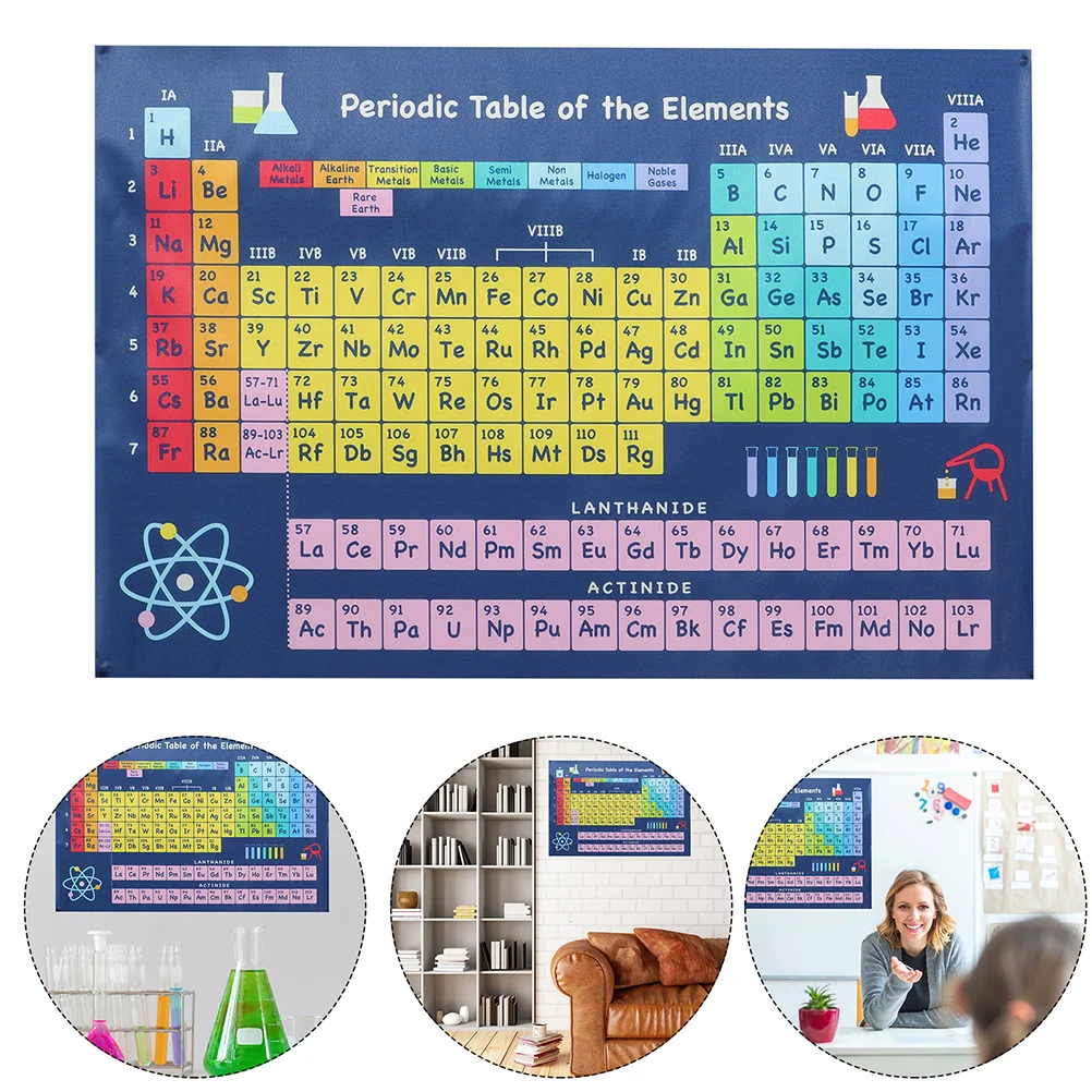 

Chemical Periodic Table Decor Wall Poster Silk Cloth Teaching Elements Classroom Chart Chemistry Child of