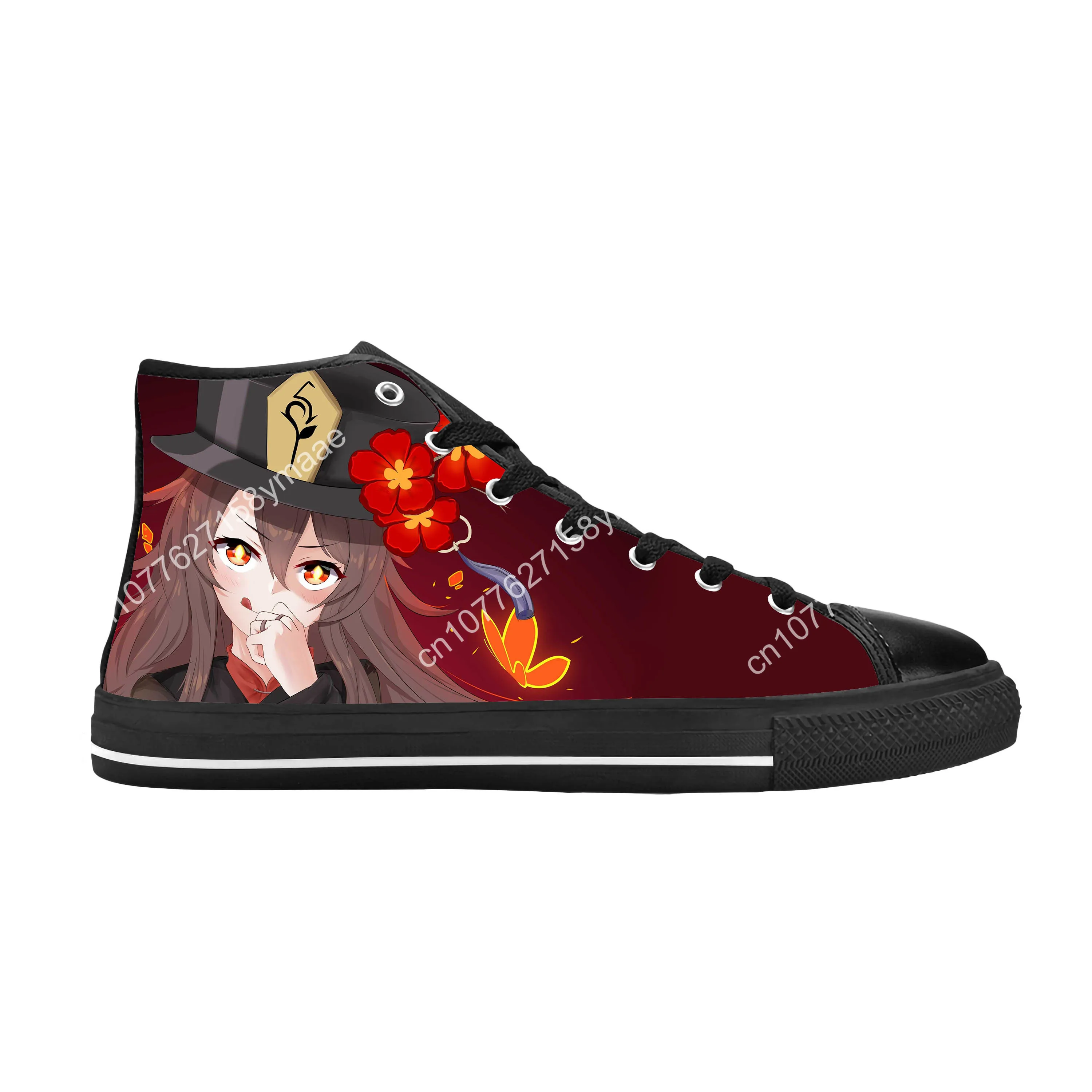 Anime Manga Cartoon Game Genshin Impact Hu Tao Casual Cloth Shoes High Top Comfortable Breathable 3D Print Men Women Sneakers