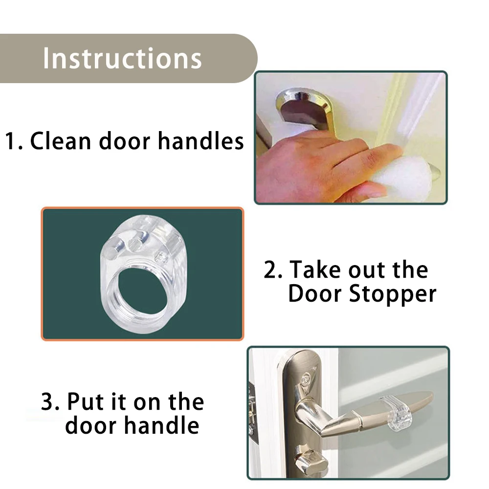 Door stopper 8 4pcs handles punch free transparent round protection knob bumper