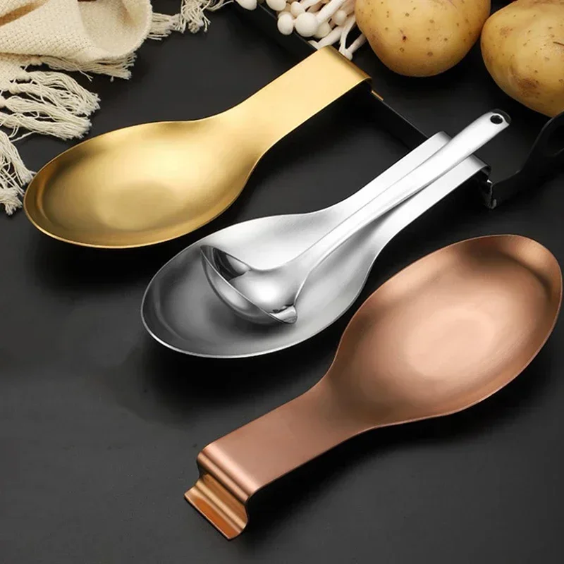 1Pc Fish Shape Stainless Steel Spoon Rest Food Clip Hot Pot Spoon Tray Hotel Restaurant Kitchen Utensil Holder Shelf Tray