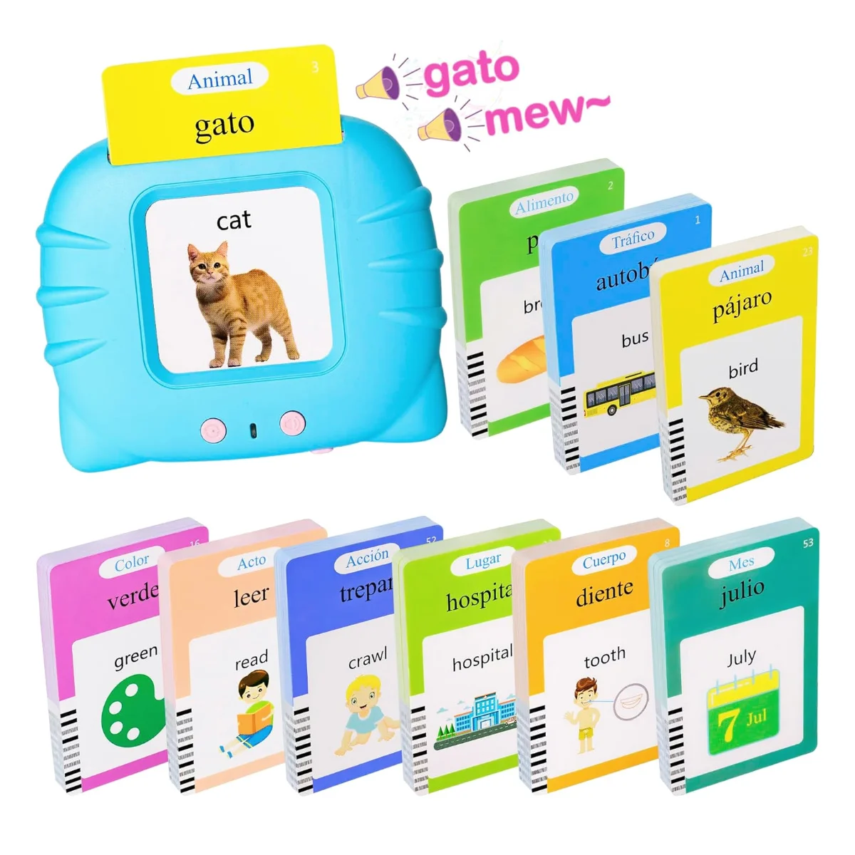 510 Spanish Flash Cards for Kids 3+Years Pocket Speech for Toddlers Montessori Toys Christmas birthday learning gift travel toy