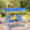 Swing w/Safety Belt, 2 Seats Outdoor Lounge   w/Removable Canopy, for Backyard Lawn, Patio Swings 3