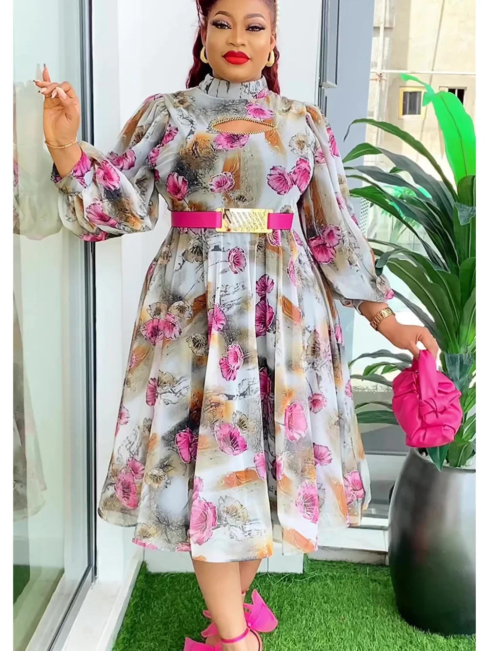 

Elegant African Dresses for Women 2024 New Spring Summer Fashion Africa Clothing Muslim Print Evening Party Long Dress