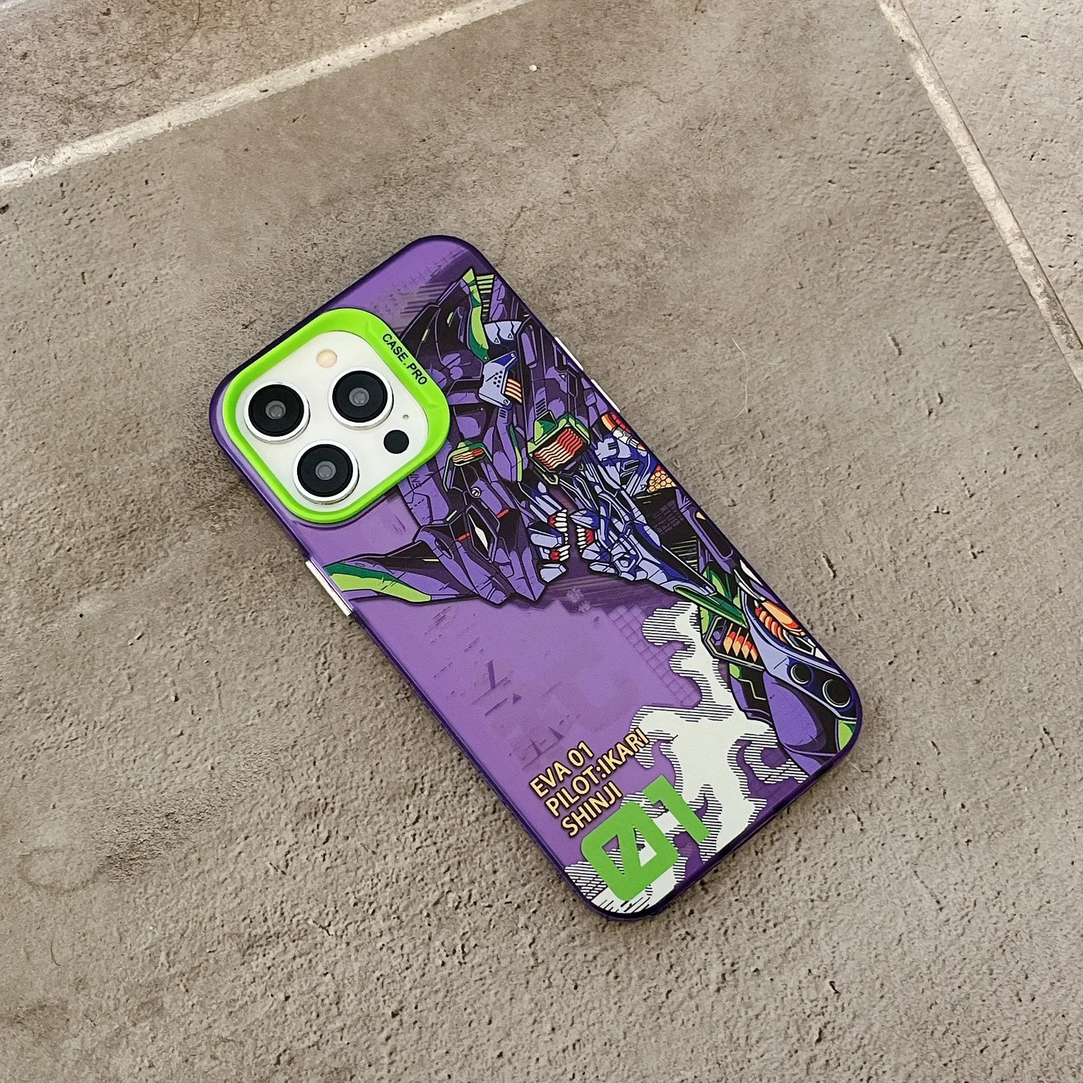 Cartoon Anime Ikari Shinji Fighter EVA-01 Candy Matte Shockproof Phone Case