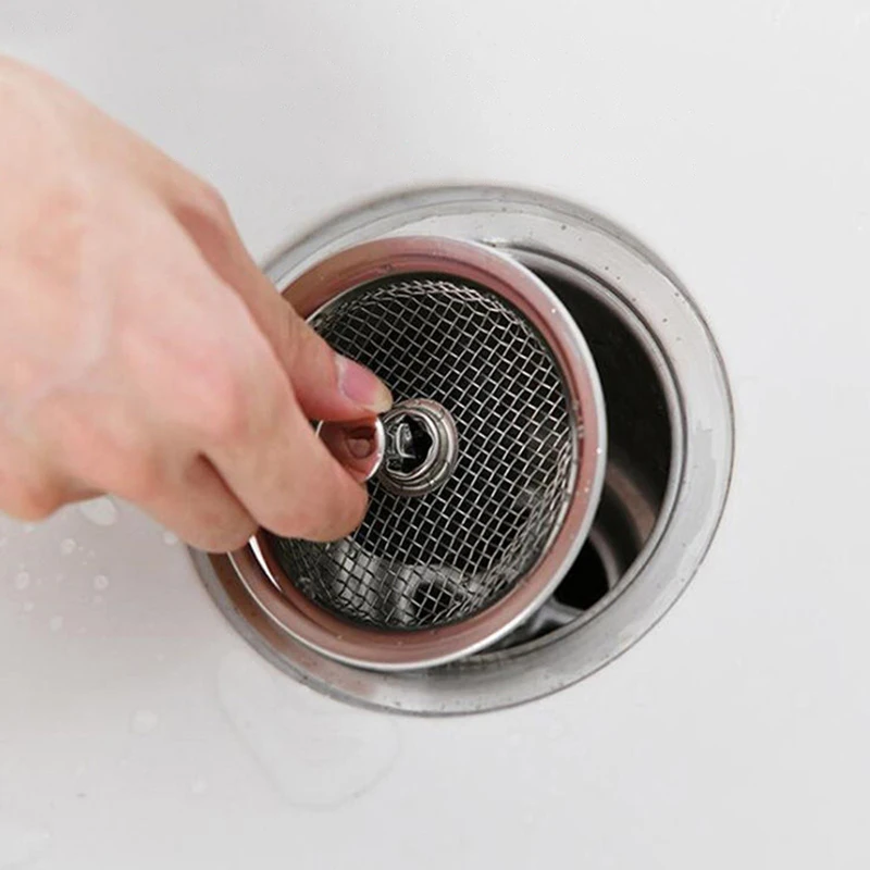 Kitchen Sink Filter 1PCS Stainless Steel Mesh Sink Strainer Filter Bathroom Strainer Drain Hole Trap Waste Screen