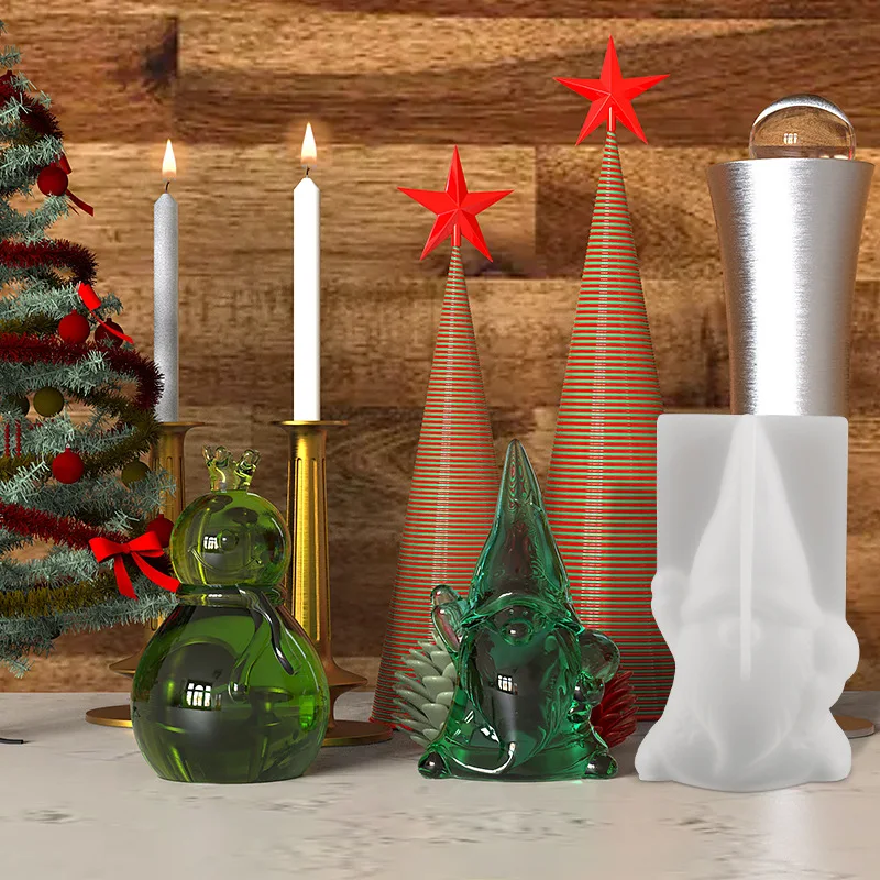 New DIY Crystal Epoxy Mold Santa Claus Snowman Candle Silicone Molds Soap Christmas Tree Candle Making Set Home Decoration Gifts