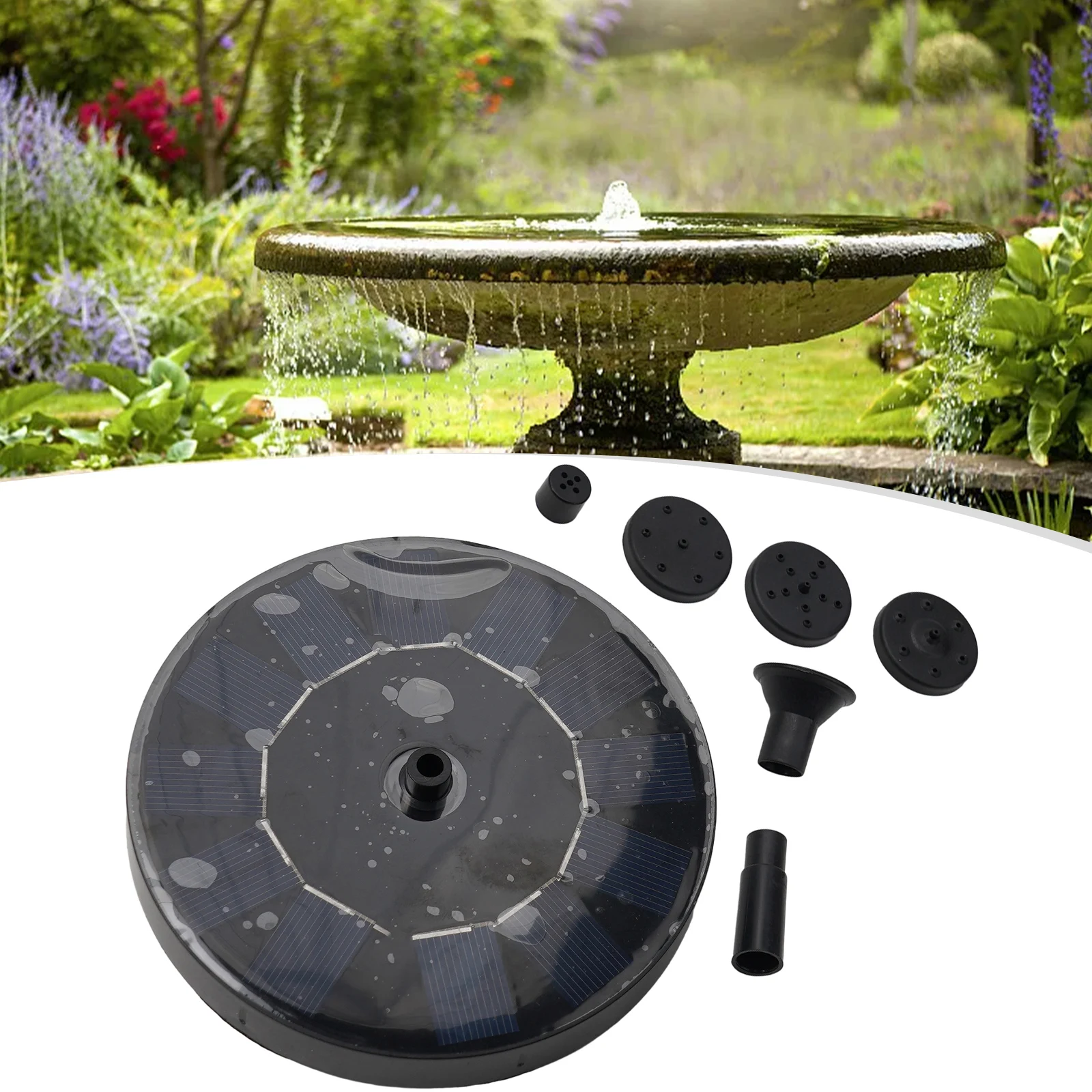 

1pcs 7V 1W Solar Fountain Floating Pump With 6 Nozzles Solar Bird Bath Fountai Water Feature Garden Pool Bird Bath Pond Outdoor
