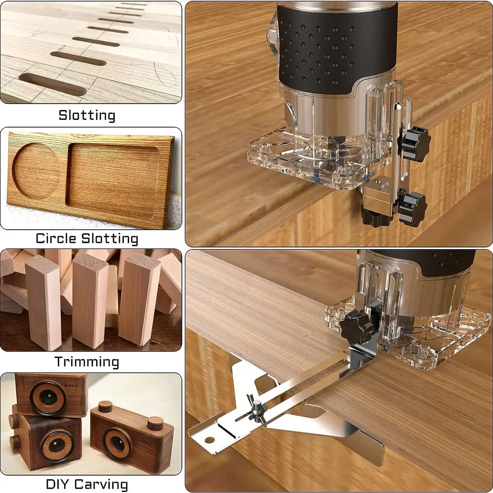 6 Speeds 800W Hand Wood Router Woodworking Electric Trimmer 110/220v for 6.35mm 30000rpm Milling Cutter Machine Power Tools wood router machine
