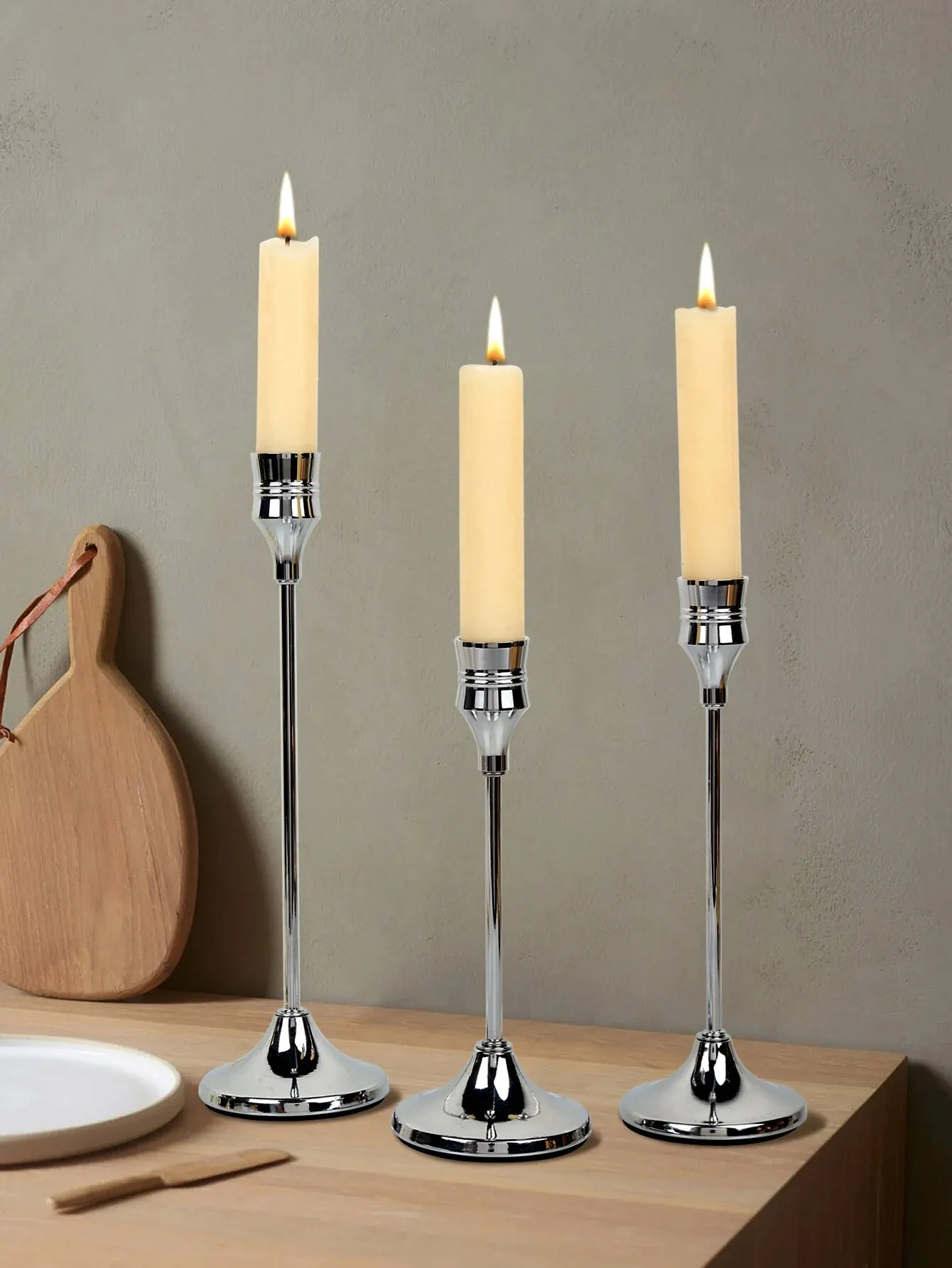 Candle Holders 3 Pieces of Metal Iron Electroplated Candlesticks European Style Wedding Candlelight Dinner Table Candlestick Accessories