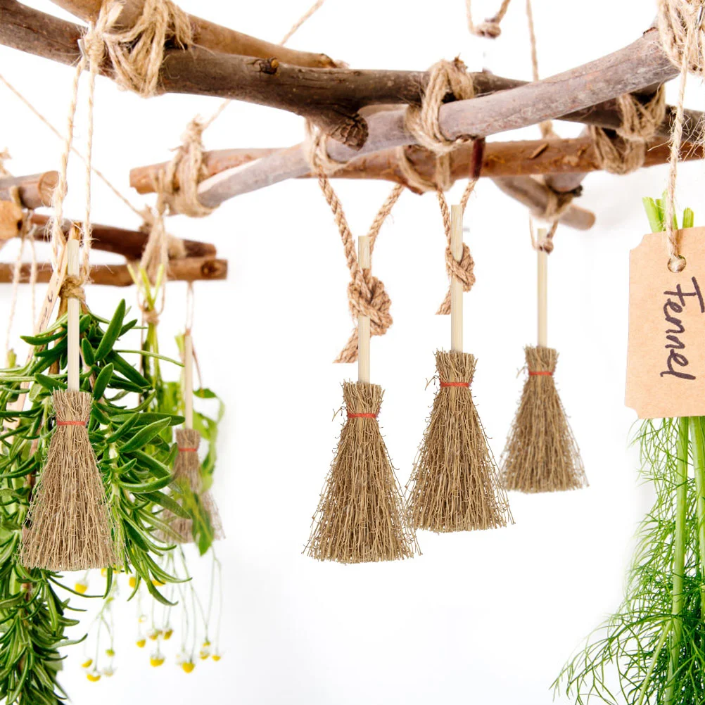 

Sewroro Witch Broom Broom 25Pcs Mini Broom Hanging Witches Prop Broom Miniature Artificial Mini Straw Brooms Halloween Party
