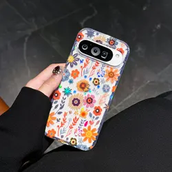 Colorful Floral Print Aesthetic Bumper Case - Hard Clear Protective Cover with Flower Leaves Design for Pixel 9 Pro (F4)