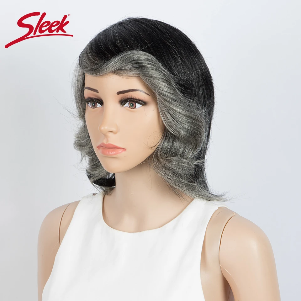 Human Hair Wigs Lace Front Wigs Sleek Short Bob Human Hair Wig Brazilian Remy Hair Ombre Purple Silver Wavy With Bangs