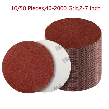 10/20/50 PCS Sanding Discs 2/3/4/5/6/7 Inch Hook and Loop 40-2000 Grits Sandpaper for Random Orbital Sander Woodwork Polishing
