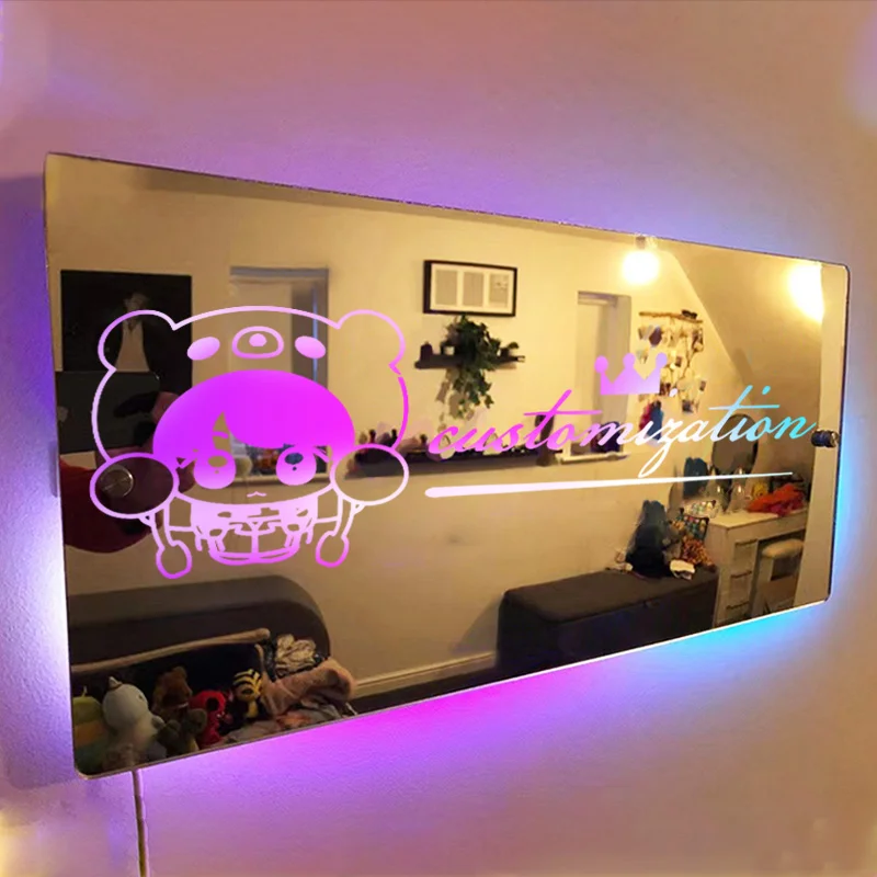 

Personalised Mirror Light Words Acrylic Mirror Wall Decor LED Light Wall Custom Name Neon Gift Room Decorations Sign Star Fans