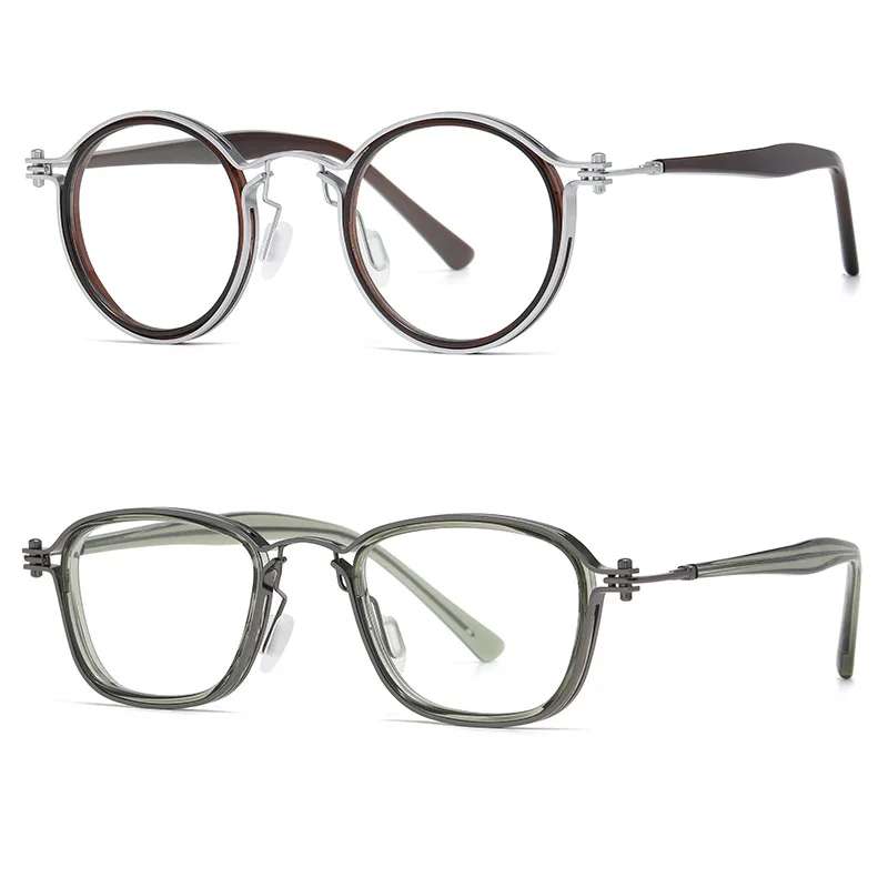 

Vintage Punk TR90+Metal Frame Glasses Women Men Spectacles Square Round Prescription Eyeglass Frames Eyewear Case Y142