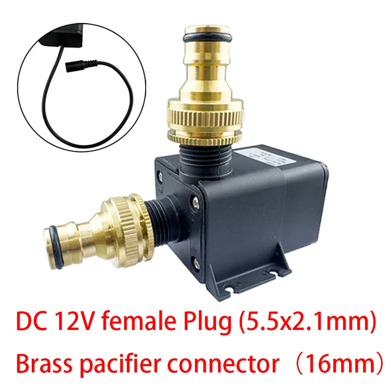 thumbnail image 1 of Minibomba de agua ultra silenciosa, motor sin escobillas de 12 V CC, 19 W, 800 l/h, sumergible, para acuario, estanque, fuente, pecera, jardín, 1 of 5