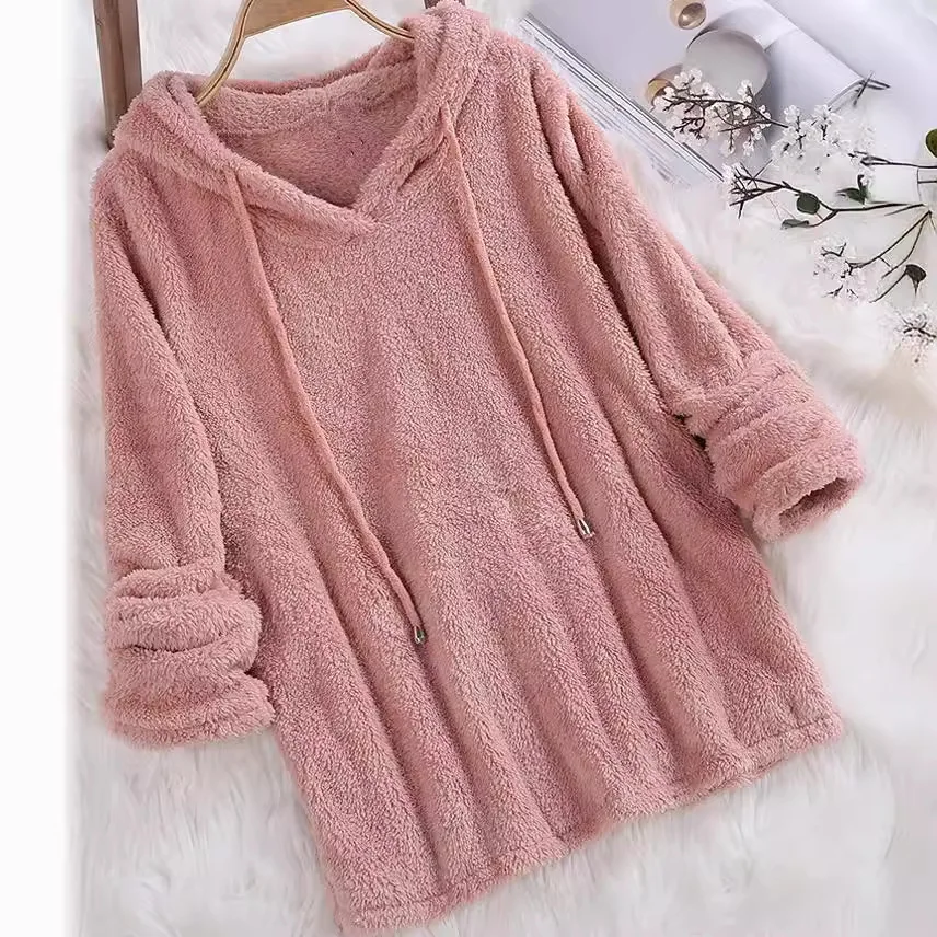 Women Casual Velvet Hoodie Sweatshirt