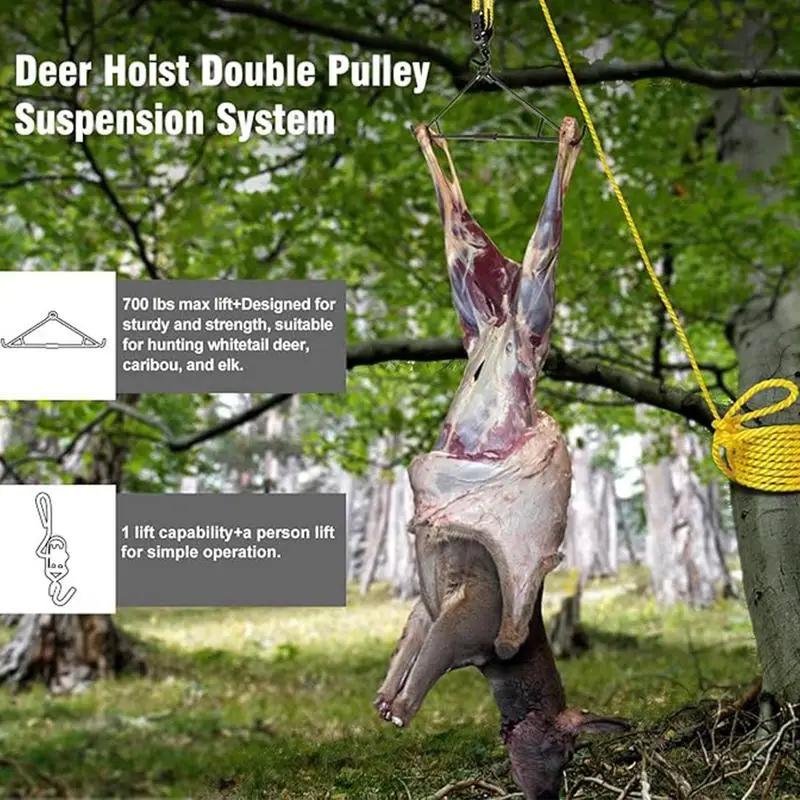 Deer Gambrel Elk Hoist Pulley Lift System with Gambrel Hunting Game Hangable Kit Deer Hunting Accessories for Butcher 2