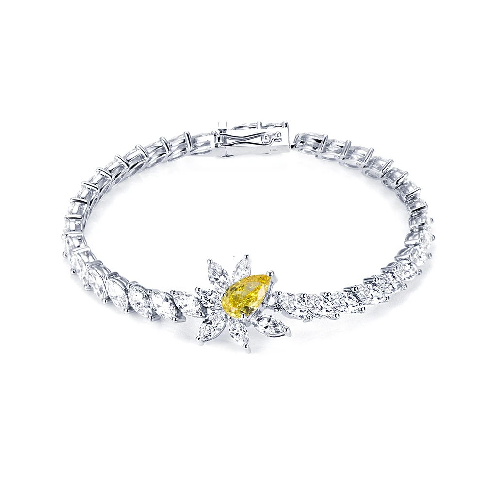 IGI Pear Cut Lab Diamond Bracelet 18K Gold MSB-656 front view on white surface – Vexaro