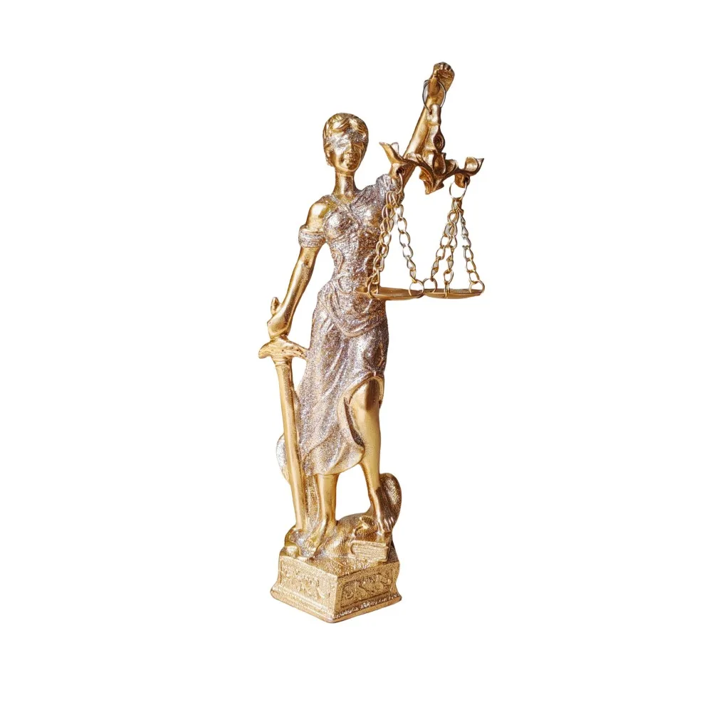 Déesse grecque de la justice dorée et argentée