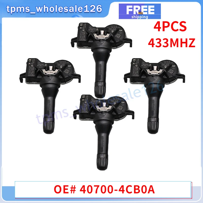 Датчик давления в шинах 40700-4CB0A 40700-4CB0B 4 шт. для Alpine A110 Nissan NV200 X-Trail T32 Renault Espace V Megane TPMS 433 МГц