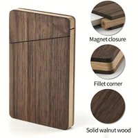 1pc Walnut Wood Artisan Crafted Business Card Holder - Handcrafted Storage Box & Organizer with Magnetic Closure for Men 2
